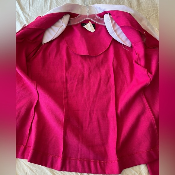 Vintage 80s 90s Hot Pink Blazer with Lace Collar - Picture 11 of 15